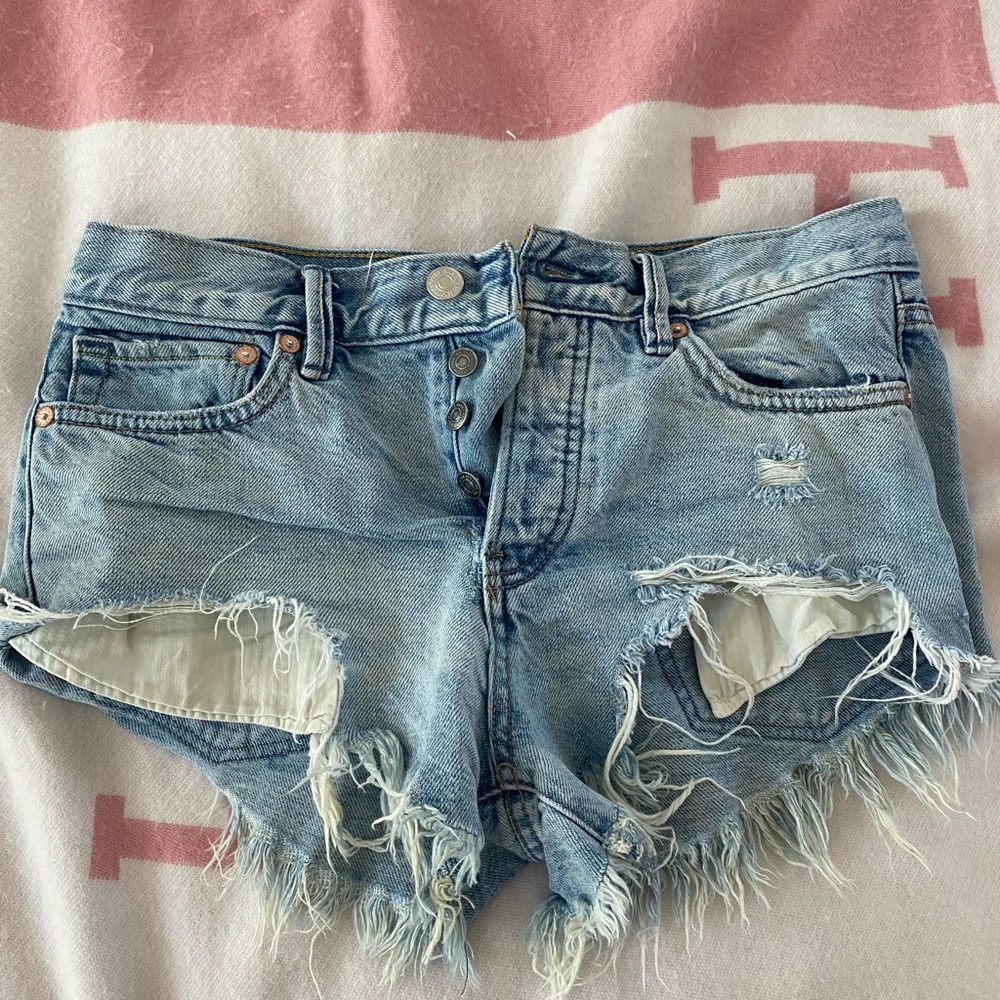 Free people loving good vibrations jean shorts